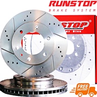 จานเบรค RUNSTOP Mitsubishi Galant ปี 90-94 Ultima GLSi E54,E33,WAJA คู่หน้า (จานขนาดเดิม เจาะรู เซาะร่อง จาน Slot) 232 mm 4 รู