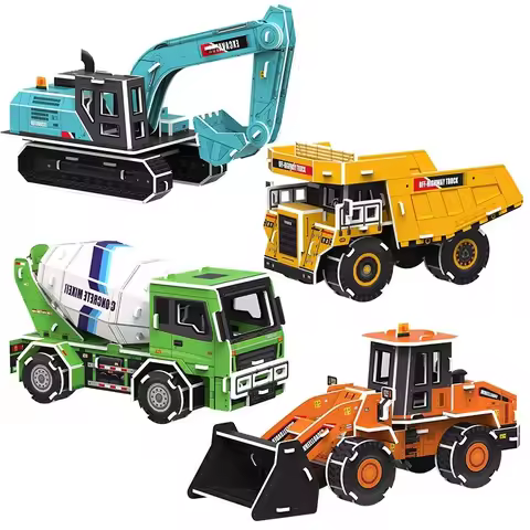 Construction Car 3D Three-dimensional Puzzle Children's Assembly Model Boy Educational Toys 3-5-8 Ye