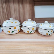 Enamel Pot Department Store Kitchen Supplies Soup Pot Double Ear Three-Piece Set Supply Wholesale Su