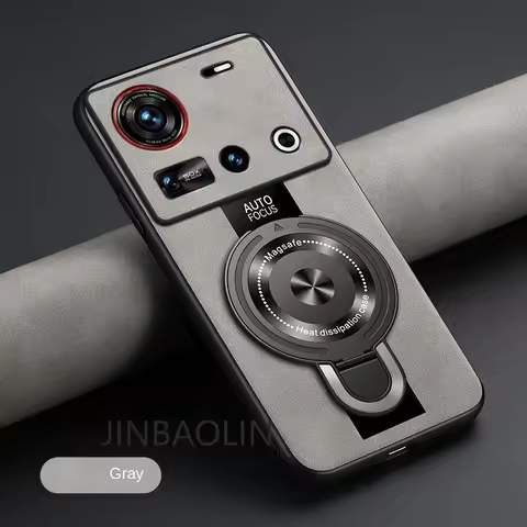 Leather Wireless Charging Magnetic Ring Holder Cover For nubia Z70 Z60 Z50 Ultra Z60s Z50S Pro Magsa