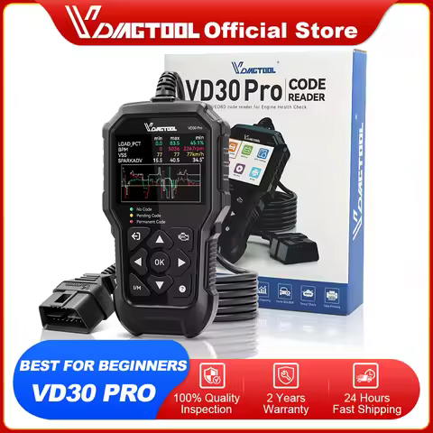 VDIAGTOOL VD30PRO OBD2 Scanner Diagnostic Tool Check Engine Code Battery Voltage Test OBD2 Code Read