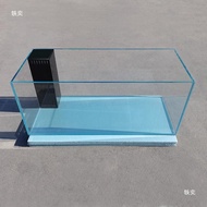 Akuarium ikan kaca putih, kaca hitam, saluran limpahan sudut kanan, penapisan bawah, sesuai untuk ar