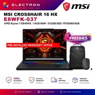 MSI Crosshair A16 HX E8WFK-037 16'' QHD+ Gaming Laptop ( R7-8840HX, 16GB, 512GB SSD, RTX5060, W11PRO