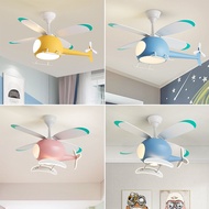 Children's Room Fan Lamp Boys Girls Helicopter Ceiling Fan Lights Nordic Silent Creative Bedroom Ceiling Cartoon Chandelier