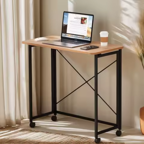 60x40 Home Foldable Table Space Saving Movable Rectangular Table Wear Resist Standing Study Table fo