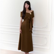 GOUT DE JUN Off-the-Shoulder Long Dress with Silk Shawl BIWAK Elegant Flared Party Dress FGDA2607069