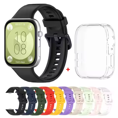 Silicone Strap For Huawei Watch Fit 3 Fit3 Watch Band + TPU Protective Case