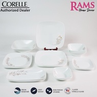 Corelle 21 Pcs Vitrelle Tempered Glass Square Dinner Set - Elegant City /Lilyville/Plum/Provence Gar