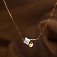 good 999 S925silver Fashion Clover love key white gold Concentric lock elegant Necklace N8305-8306