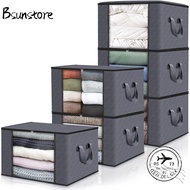 BSUNSTORE Foldable Storage Box, Non-woven Fabric Transparent Window Clothes Storage Bins, High-capac