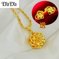 Saudi Gold · nasasangla Necklace Earrings Women's pawnable legit Skeleton Stamen Pendant Set Jewelry