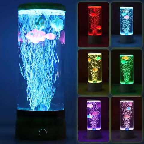 LED Fish Lamp Kit Multi-Color Changing Aquarium Tank Night Light Decorative Simulated Fish Bubble Ta