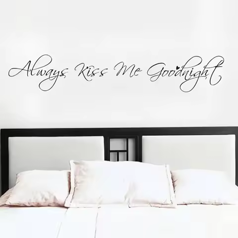 1pc Wall Decal Always Kiss Me Goodnight Sign Bedroom Love Quotes Art Vinyl Stickers Living Room Home