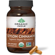 ORGANIC INDIA Ceylon Cinnamon Supplement - Organic Ceylon Cinnamon Capsules, Cinnamon Pills Herbal S