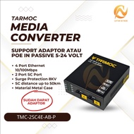 Tarmoc TMC-2SC4E-AB-P | Media Converter Switch 2FO 4LAN / 2 FO 4 LAN 10/ 100Mbps POE IN 5-24 VOLT | 