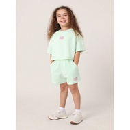 Bộ đồ hai mảnh Good Vibes mùa hè cho bé gái, quần short thể thao mặc nhà thoải mái, áo crop top kết