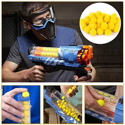 B Yellow Round PU Ball Bullets for Nerf Rival, Refill Darts Available in 25/50/100Pcs Compatible wit