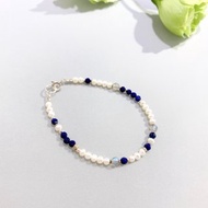 Ops Lapis lazuli Bracelet-青金石/純銀/珍珠/細緻/極細/手鍊