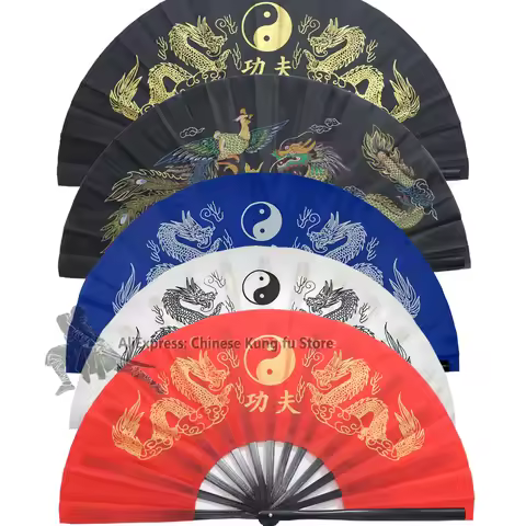 Dragon Tai Chi Kung fu Fans Wushu Martial arts Training Equipment Taiji Fan Bamboo Durable Professio