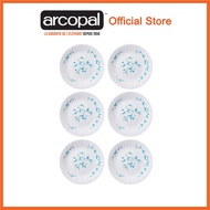 Arcopal Veronica 6pcs 25cm Dinner Plates Set White Decorated Tempered Glass Dinnerware