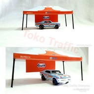 Papercraft Miniatur Tenda Gulf Racing skala 64 aksesoris Diorama Diecast