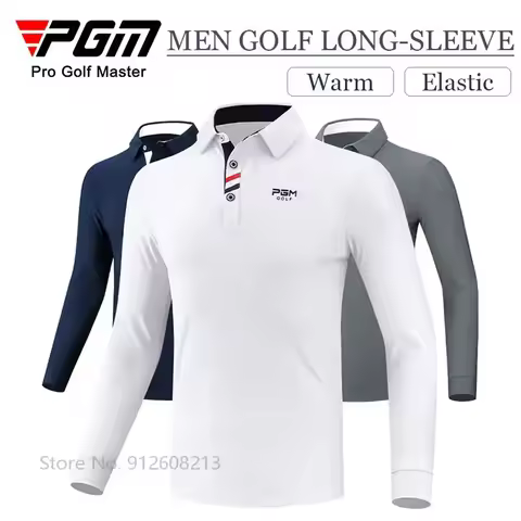 PGM Spring Autumn Male Golf Shirts Man Long Sleeve T Shirt Men Warm Stretch Sports Golf Tops Soft Ca