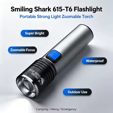 Smiling Shark Multifunctional LED Flashlight Portable Super Bright Strong Light Zoomable Variable Fo