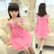 Pink pearl chiffon dress for kids pink fuchsia color