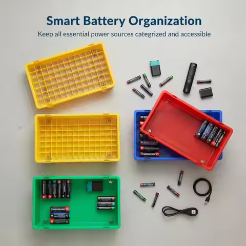 1PCS Thickened Plastic Lithium Battery Storage Box For 18650 Cells - Divided Transport And Turnover 