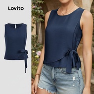 Lovito Casual Top Plain Asymmetrical Summer Tank Top for Women L123ED655 Lovito Atasan Kasual Atasan
