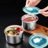 Combo of 2 Round Stainless Steel Food Containers (10 x 6.5cm) made of stainless steel with plastic l