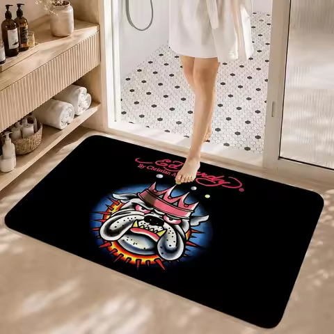Tattoo Style Fashion E-ED HARDYS Floor Mat Non-Slip Absorbent Floor Mat Decorative Rug for Home Bath