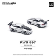 Pop Race Porsche RWB 997 Silver wide body PR64-130 Mini Scale Diecast