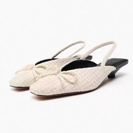 ZARAˉ Spanish Autumn New Womens Shoes Beige Low Heel Muller Shoes Ballet Shoes 2822 210 002 Spain Ne