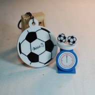 足球鑰匙圈+足球耳環/刻名字/紀念日