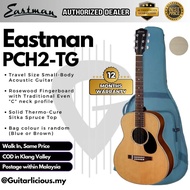 Eastman PCH2-TG Travel Size Small-Body Acoustic Guitar, Solid Thermo-Cured Sitka Spruce Top - Natura