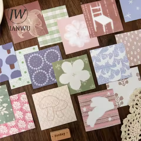 JIANWU Vintage Flower Texture Landscape Material Collage Scrapbooking Memo Pad Creative DIY Junk Jou