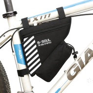 กระเป๋าอานม้าสำหรับจักรยานกระเป๋าสามเหลี่ยม MTB อุปกรณ์เสริมโครงจักรยานด้านบนกระเป๋าทรงกระบอกด้านหน้ากระเป๋าเก็บเครื่องมือกระเป๋าจักรยาน