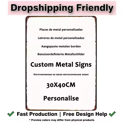 Dropshipping Friendly Custom Sign Personalised Metal Wall Art Vintage Signboard Customize Plaques Fa