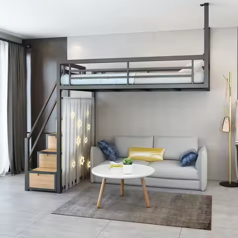 Multifunctional space-saving hanging loft small apartment loft duplex wardrobe ladder drawer bed und