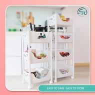 3 Tier / 4 Tier Kitchen Trolley SW M290 Cloud Trolley Movable Storage Rack with Wheels
