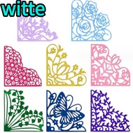 WITTE 8Pcs Flowers Die Cuts, Corner Lace Corner Die Cuts, Embossing Template Butterfly Silver Metal 