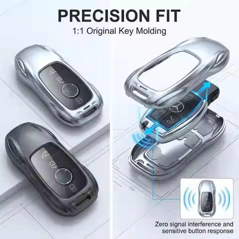 For Mercedes Benz C E-Class GLC GLA GLB GLS A200 C200 Zinc Alloy Silver Car Key Case Keyless Cover K