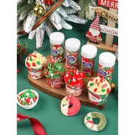 圣誕節主題烘焙蛋糕裝飾彩色糖珠圣誕樹老人拐杖糖針點綴雪花甜品
