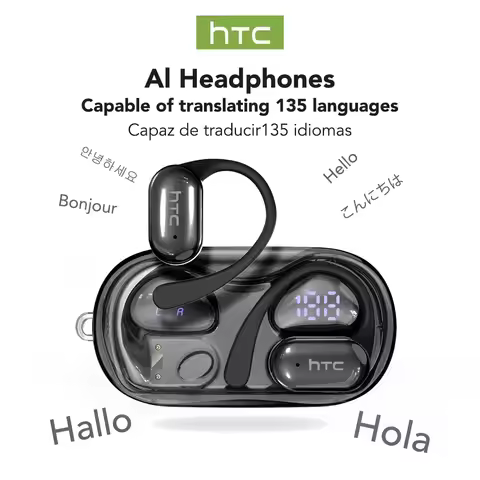HTC NE37 AI Translator Earphones Wireless Headphones Bluetooth 6.0 OWS Sports Gaming Noise Reduction