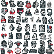 พร้อมส่ง punk ดำขาว Love SKULL devil sticker สติกเกอร์ Blackwhite ศิลปะกอทิก 50ชิ้น halloween
