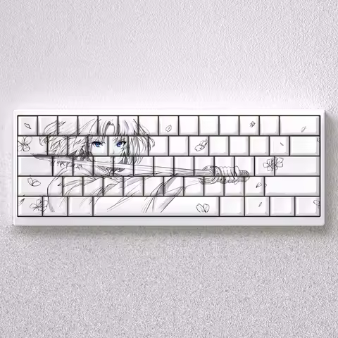 Anime Keycaps White 73/98 Keys Side Print PBT Dye Sublimation Cherry Height for Mechanical Keyboard 