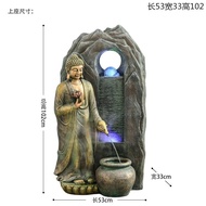 QY*Buddha Statue Water Fountain Decoration Living Room Entrance Floor Humidifier Office Zen Feng Shui Fortune Waterscape