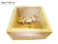 Bamboo Wood Dice tray set with 4 pcs dice