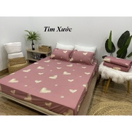 (Bán chạy) Bộ 3 món: Ga bọc nệm kèm vỏ gối | drap giường [Hoa Hồng Xanh] giá rẻ kích thước m2/m6/m8/